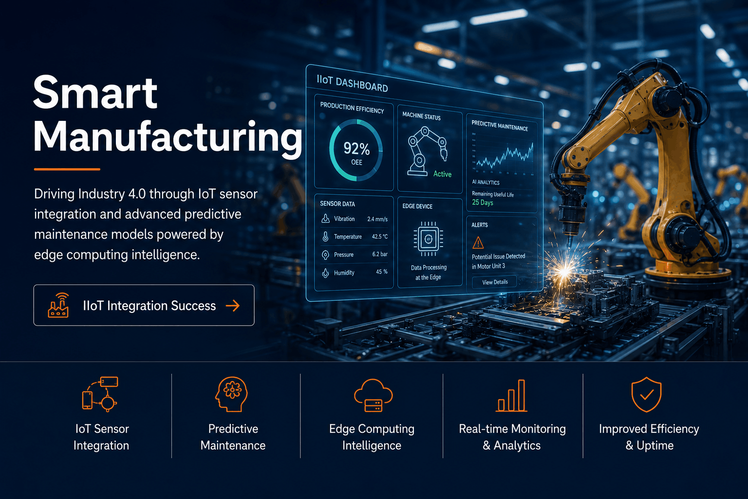 Factory floor with IoT-connected industrial equipment