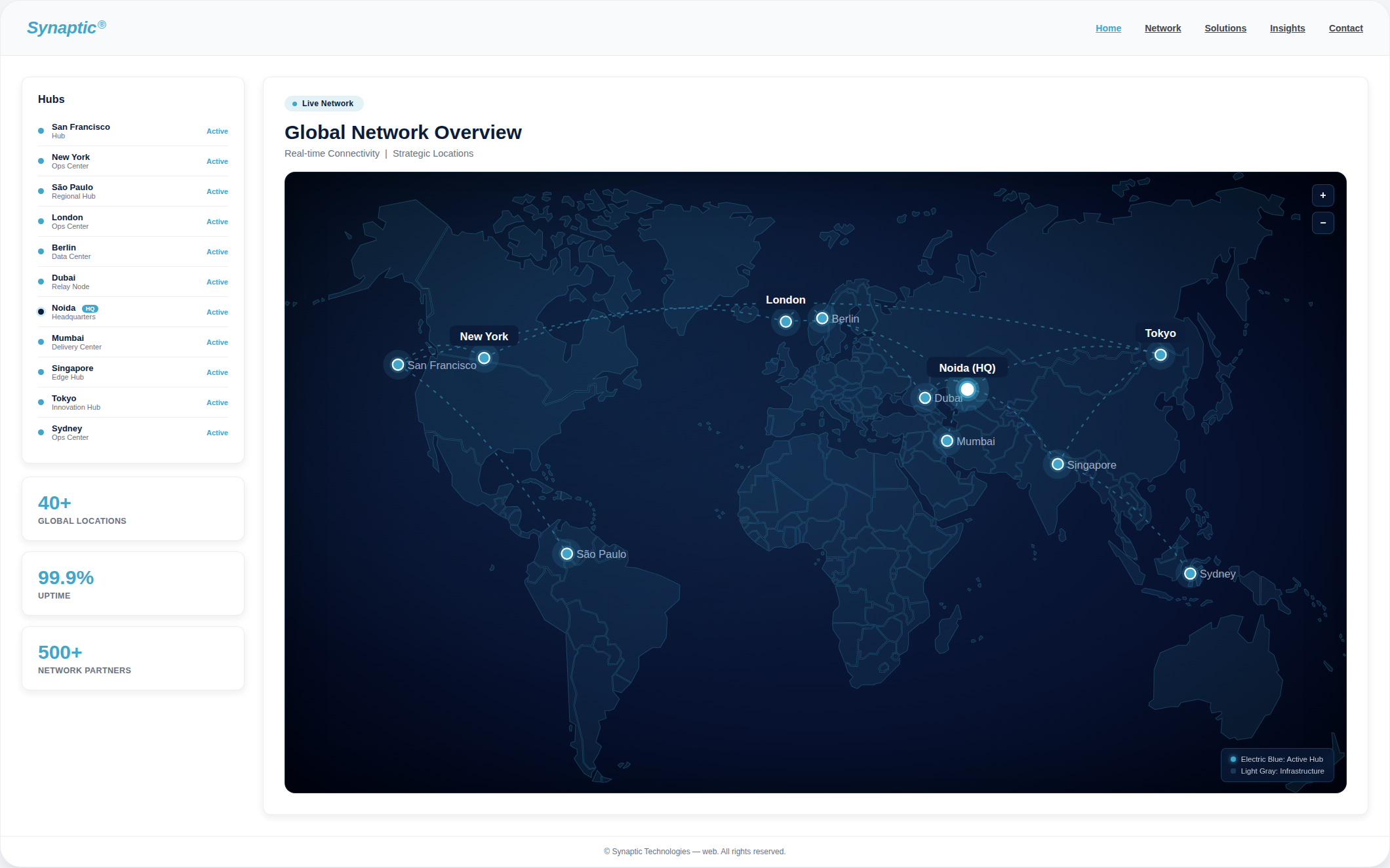 World map showing Synaptic Technologies global offices